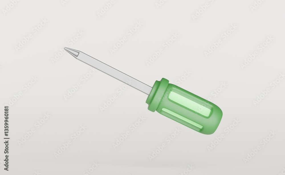 Fototapeta premium Screwdriver 3d illustration icon. Symbol in simple design. Cartoon object hand drawn isolated on white background.