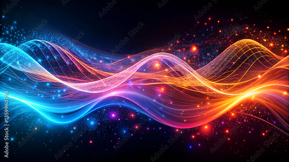 Fototapeta premium Futuristic Neon Light Waves – Abstract Glowing Digital Art Background