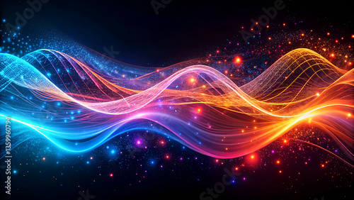 Futuristic Neon Light Waves – Abstract Glowing Digital Art Background