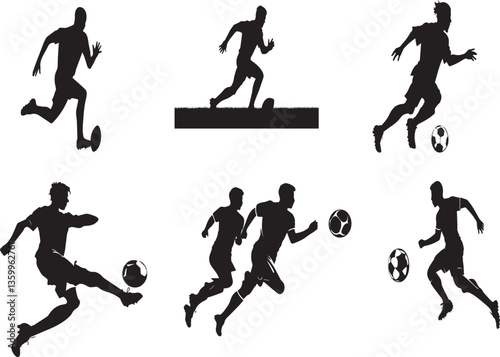 Flat design soccer player silhouette vector