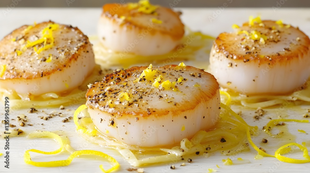 Seared Scallops with Lemon Zest and Pepper Seared Scallops with Lemon Zest and Pepper