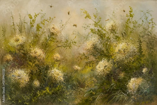 A soft and elegant floral background with muted golden hues and delicate blooming flowers, creating a dreamy and vintage aesthetic. Ideal for wedding invitations, wallpapers, and artistic decor.