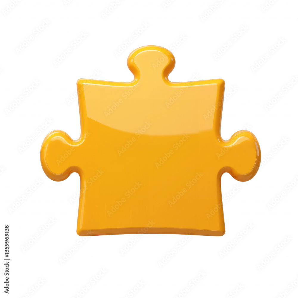 Glossy Yellow Jigsaw Puzzle Piece Reflects Light Glossy Yellow Jigsaw Puzzle Piece Reflects Light