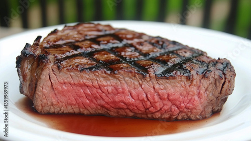 Close-up of a Juicy Grilled Steak with Rare Center — Perfect for Food and Cooking Concepts