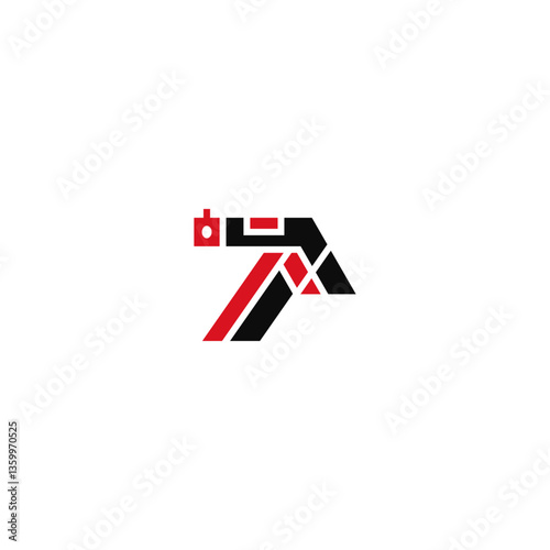 Gun number 7 geometric shapes logo idea.