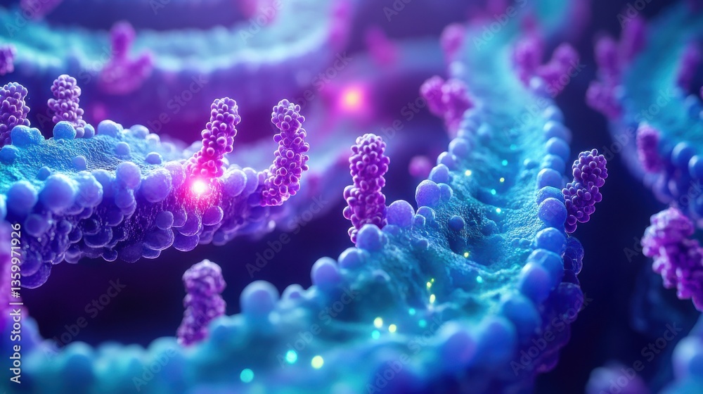Obraz premium Intestinal maze visualization highlighting probiotic pathways.