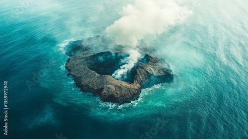 Generic Emerald-green Ocean Perspective Steam Island