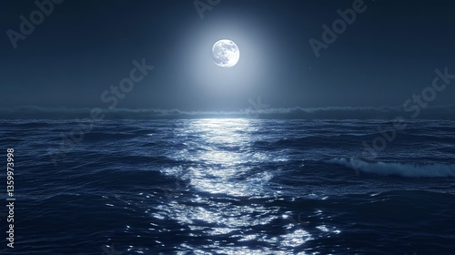 Moonlight Moonlit Ocean View Path Shimmering Light
