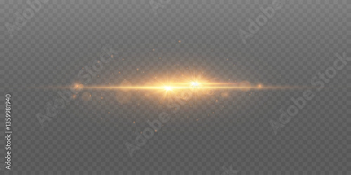 Stylish light effect of lines and sparkles of light. On a transparent background.