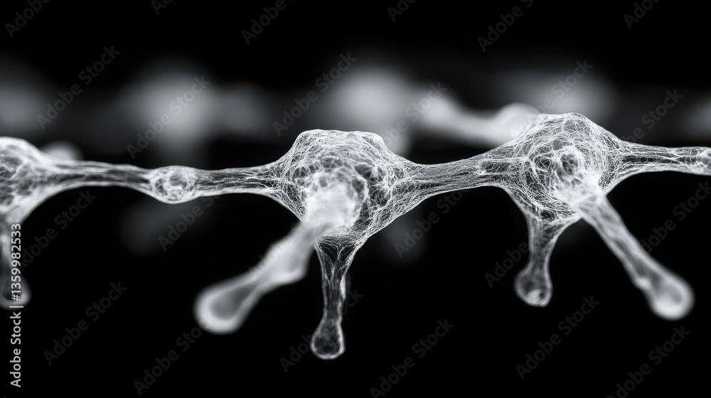 Microscopic neuron network, complex connections, dark background, medical research Microscopic neuron network, complex connections, dark background, medical research