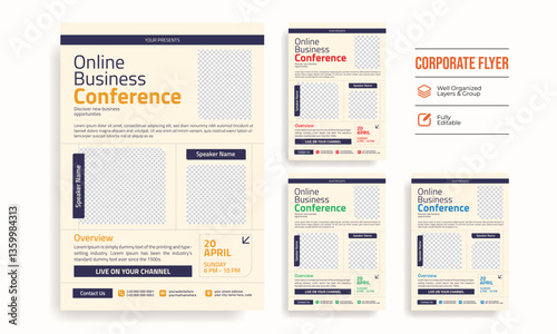 Online Business Conference corporate flyer template