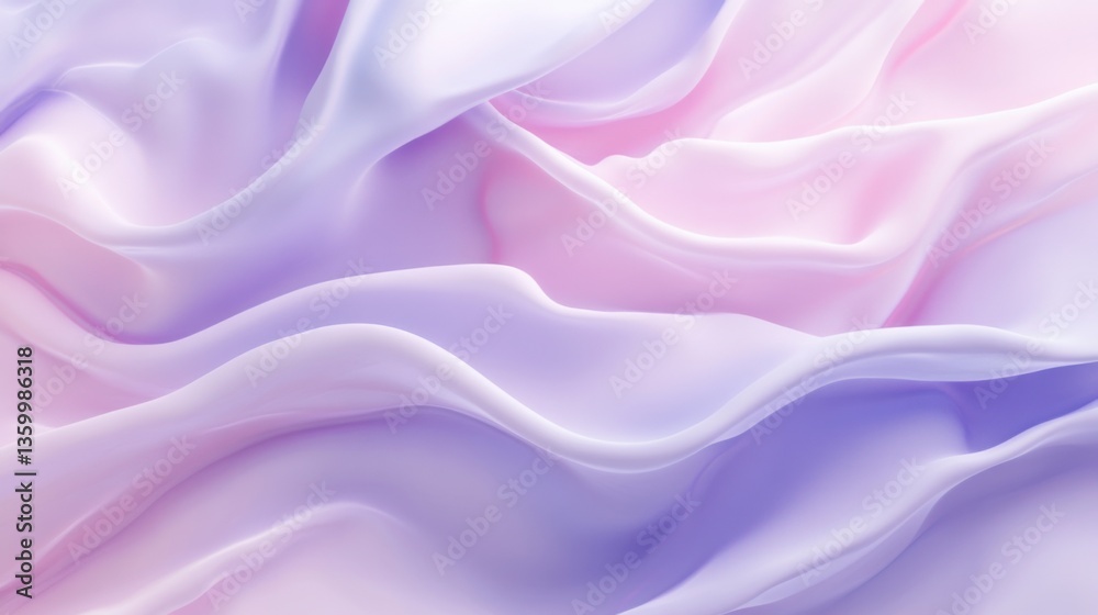 Obraz premium Soft silk fabric draping in gentle waves with pastel pink and purple hues reflecting soft light