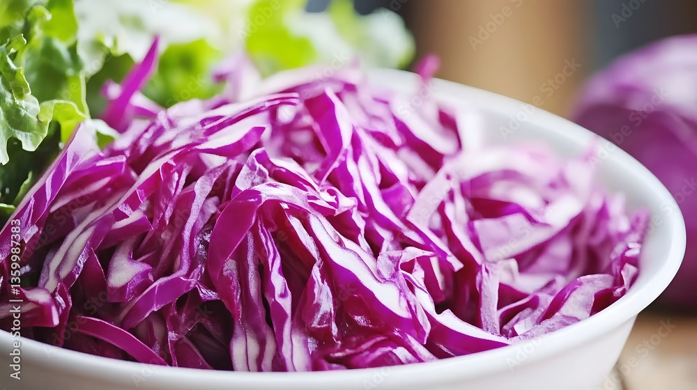 Fresh Shredded Red Cabbage Salad Bowl Closeup Fresh Shredded Red Cabbage Salad Bowl Closeup