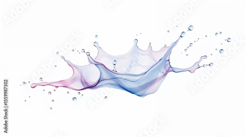 Splash of vibrant liquid creating droplets and waves against a white background