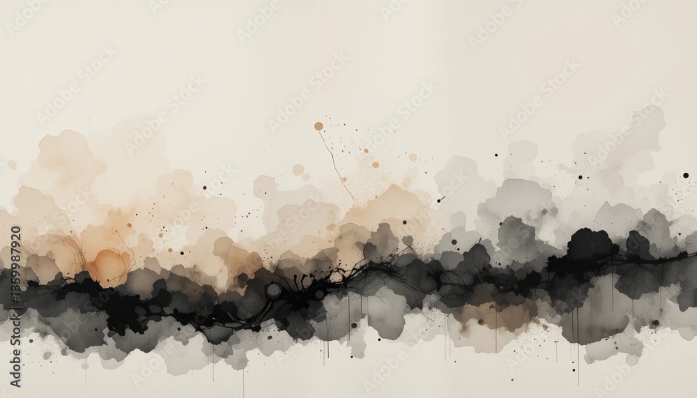 Obraz premium Abstract watercolor artwork creative studio digital illustration modern aesthetic horizontal view artistic expression