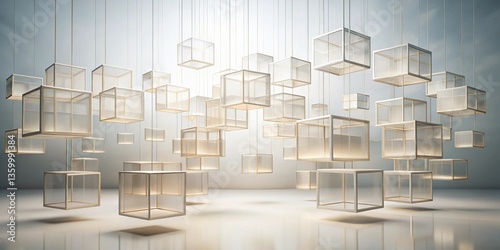 Wallpaper Mural Suspended Glass Cubes An Abstract Installation of Illuminated Geometric Forms in a Minimalist Setting Torontodigital.ca