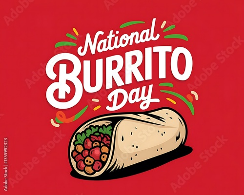 National Burrito Day with Delicious Burrito and Bold Typography for Food Celebration photo