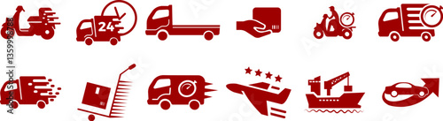 Collection of Delivery service bold icons.