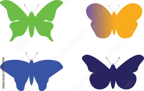 set of vector butterflies Butterfly bundle set silhouette vector illustration art design. Silhouette 