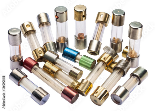 Fuses (Assorted Types) isolated on a transparent background.