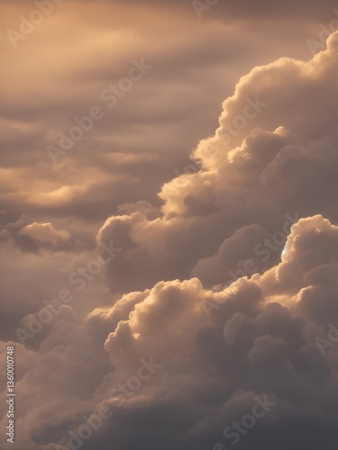 A dramatic sky filled with glowing, golden clouds, illuminated by the warm light of the setting sun. Perfect for atmospheric, dreamlike compositions and nature-inspired artwork.
