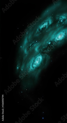 A mesmerizing cosmic nebula in deep teal hues, glowing with celestial mystery and interstellar beauty. Perfect for sci-fi and space enthusiasts.