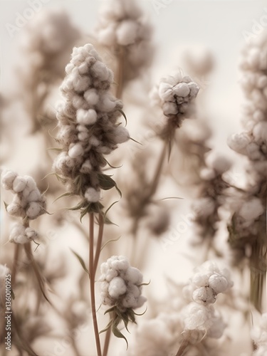 A soft-focus image of delicate beige flowers swaying in the breeze, evoking feelings of serenity and nostalgia.