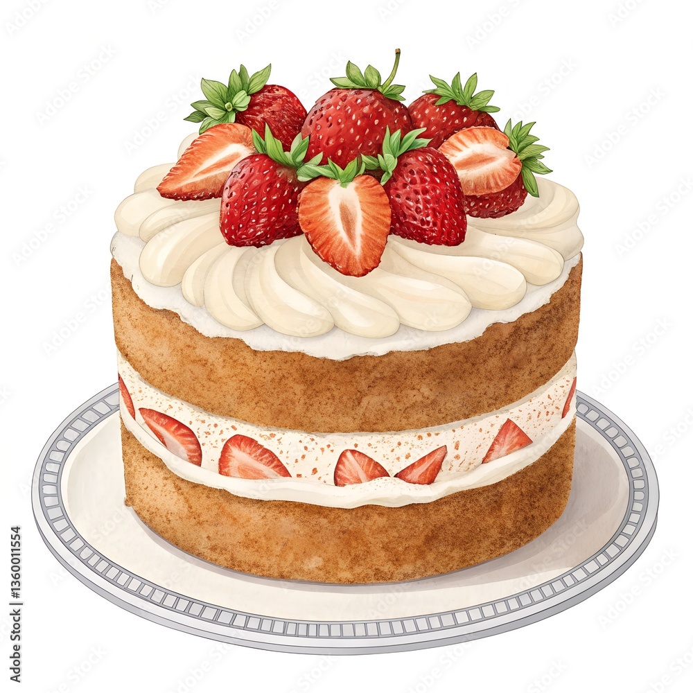 Tasty cake with fresh strawberries isolated transparent background Tasty cake with fresh strawberries isolated transparent background