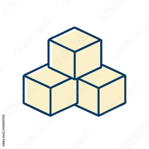 Cartoon sugar cubes in flat doodle style