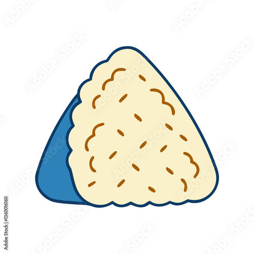 Triangular rice ball icon wrapped in seaweed cartoon