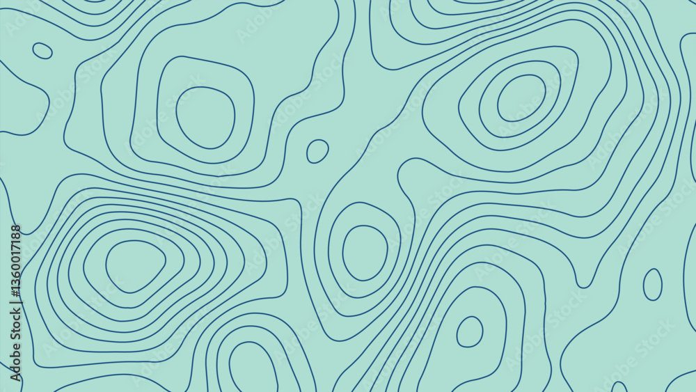 Light Blue Topographic Map Background with Contour Lines. Abstract Geographic Design