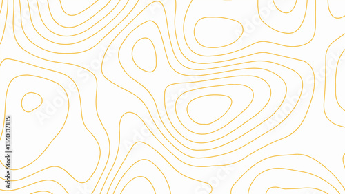 Minimalist Gold Topographic Contour Map on White Background