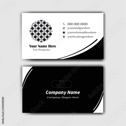 Black and White modern creative business card and name card horizontal simple clean template vector design. 