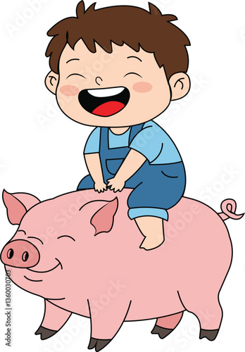 Boy riding Pig