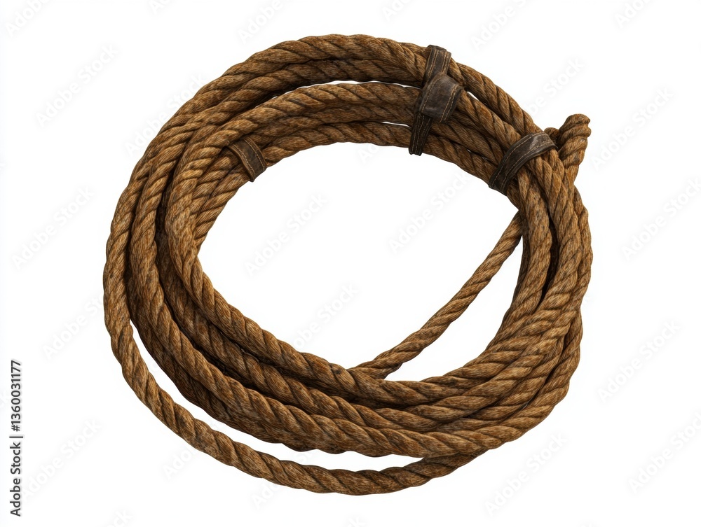Lasso rope action isolated on white background photography studio close-up equipment showcase Lasso rope action isolated on white background photography studio close-up equipment showcase