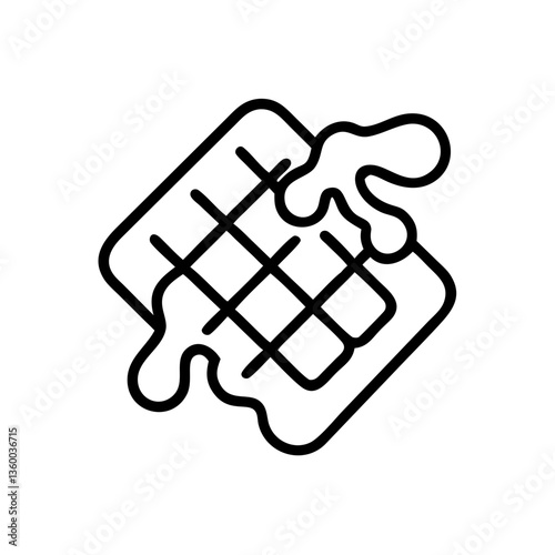 Waffle with syrup icon in bold outline style