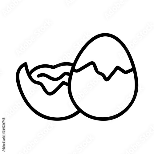 Cracked egg icon in bold black outline style