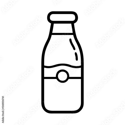 Milk bottle icon in minimalist outline style