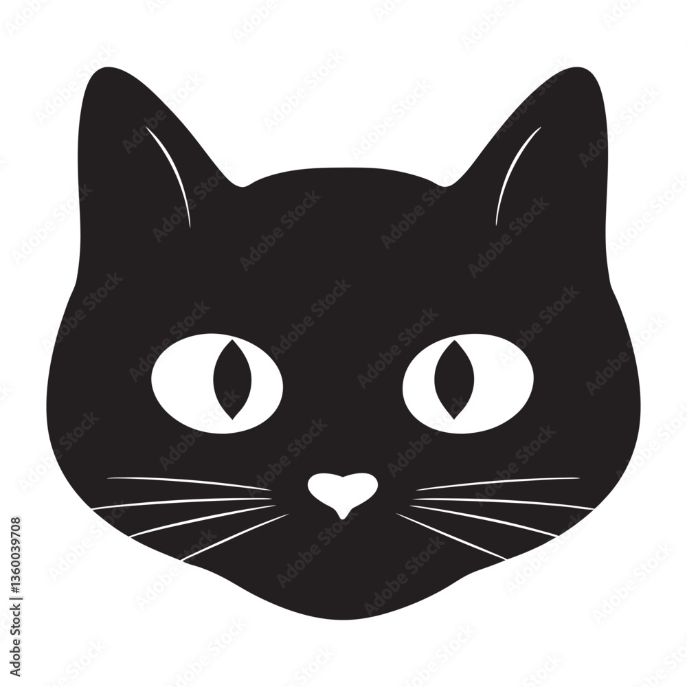 Obraz premium cat head silhouette vector on white background