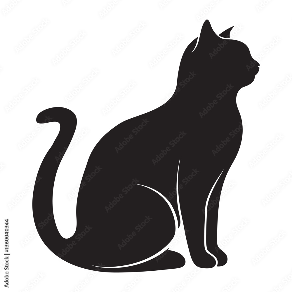 Elegant Black Cat Silhouette Vector Illustration Elegant Black Cat Silhouette Vector Illustration