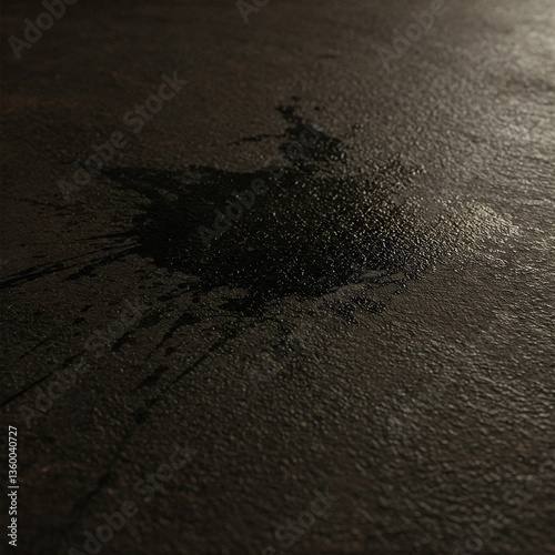 Dark oil-stained garage floor grunge texture with rough details