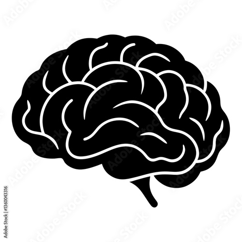 3D Vector Illustration of a Human Brain with Anatomy Details