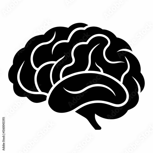 3D Vector Illustration of a Human Brain with Anatomy Details