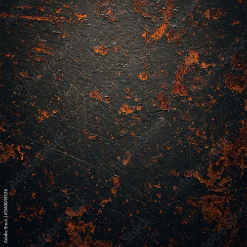 Distressed dark metal grunge background with rust patches