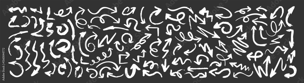 Grunge arrows set isolated. Hand drawn vector arrows. Dry brushstrokes, arrows, pointers. Grunge arrows set isolated. Hand drawn vector arrows. Dry brushstrokes, arrows, pointers.