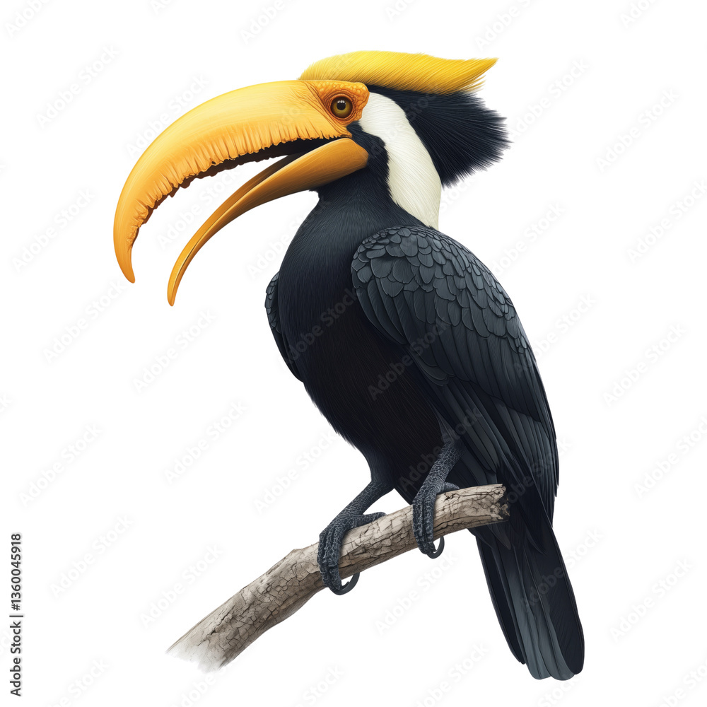 Fototapeta premium Colorful hornbill bird on a transparent background