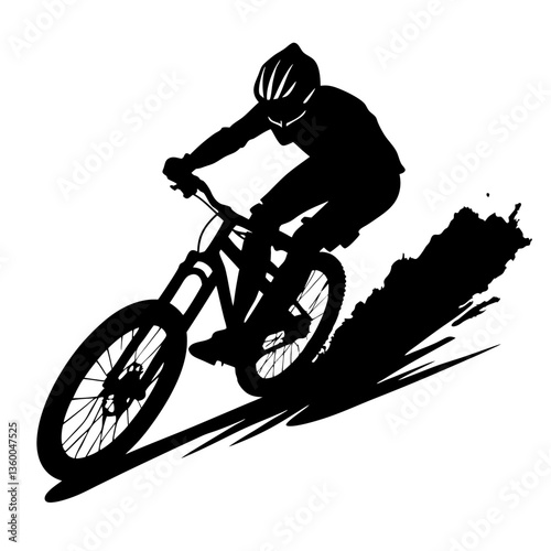 Silhouette of a biker riding a bicycle or motorcycle