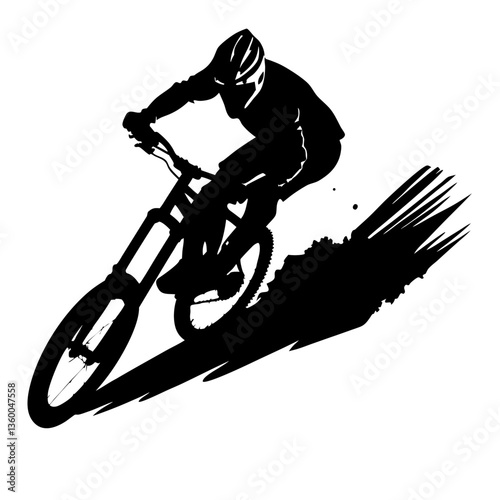 Silhouette of a biker riding a bicycle or motorcycle