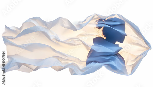 Woman Silhouette Draped in Fabric