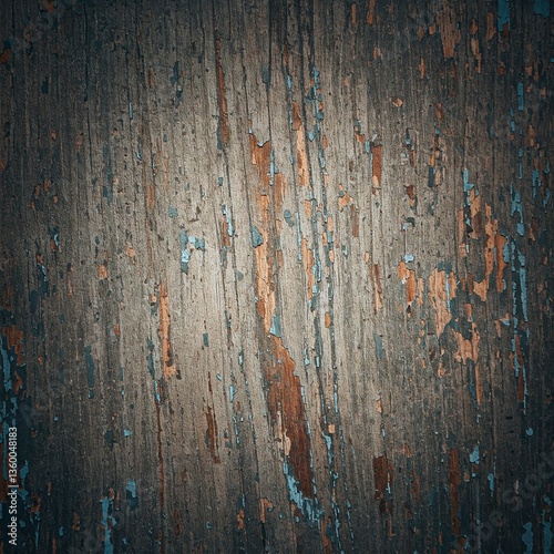 Distressed wood grain grunge background with chipped paint